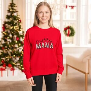 NWT Merry Mama Holiday Red Cozy Soft Sweatshirt Sz Medium